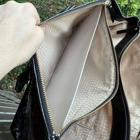 Kate Spade Black Ostrich-Embossed Leather Tote Bag Black w Gold Hardware NWOT - Picture 10 of 13